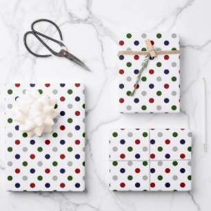 Feuille De Papier Cadeau Rouge Blanc Bleu Vert Gris Pois