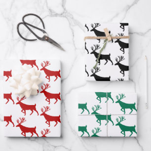 Feuille De Papier Cadeau Rouge Noir & Vert Bois Blancs