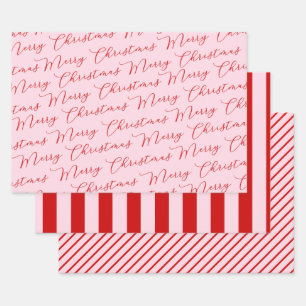 Feuille De Papier Cadeau Rouge rose classique rayures