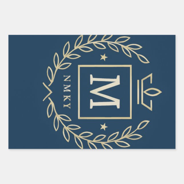 Feuille De Papier Cadeau "Royal NMKY Emblem – Monogram M Crest Design" (Devant)
