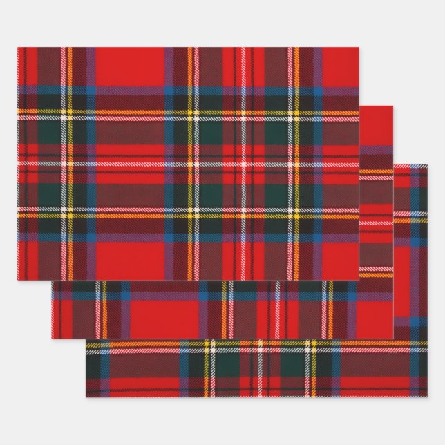 Feuille De Papier Cadeau Royal Stewart Red Plaid (Lot)