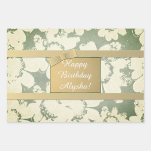 Feuille De Papier Cadeau Ruban personnalisé Enveloppement floral à toutes l