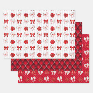 Feuille De Papier Cadeau Ruban rouge et boîte-cadeau Noël à la menthe poivr