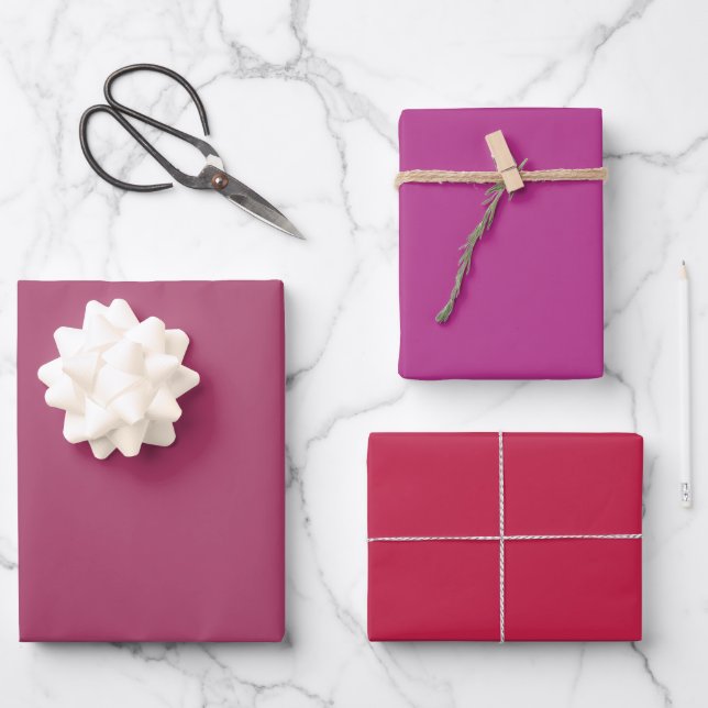 Feuille De Papier Cadeau Ruby Fandango Marron Teintes Roses 3 Tons Uni (Recto)