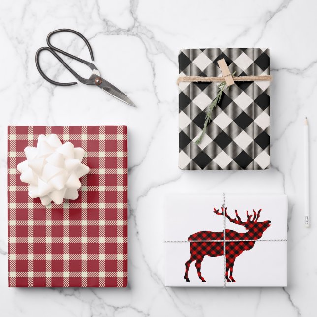 Feuille De Papier Cadeau Russe Lumberjack Plaid Holiday (Recto)