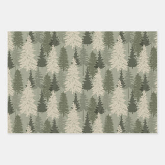 Feuille De Papier Cadeau Russe Moderne Green Sage Pine Forest