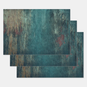 Feuille De Papier Cadeau Russe Pays Grain de bois Turquoise