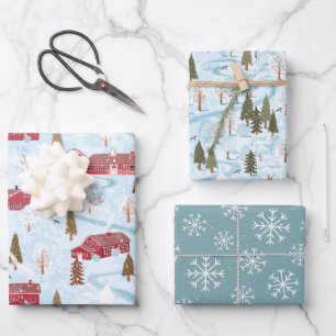 Feuille De Papier Cadeau Russe Red Grange Pays Noël d'hiver