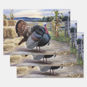 Feuille De Papier Cadeau Russe Turquie ferme Thanksgiving Decoupage