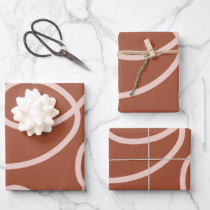 Feuille De Papier Cadeau Rust Terracotta Moderne Ligne minimes Brush Stroke
