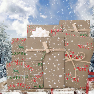 Feuille De Papier Cadeau Rustic Kraft Pôle Nord Livraison spéciale Ajouter