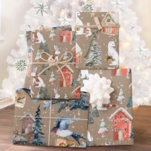 Rustique Kraft Vacances d'hiver Cadeaux Animaux