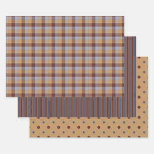 Feuille De Papier Cadeau Rustique pays Plaid et enveloppement de Pois Whims