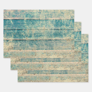 Feuille De Papier Cadeau Rustique Vintage Pays Turquoise Sepia Bois Texture