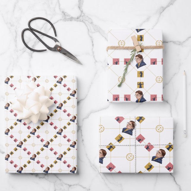 Feuille De Papier Cadeau Ruth Bader Ginsburg - Motif d'avocat artistique (Recto)