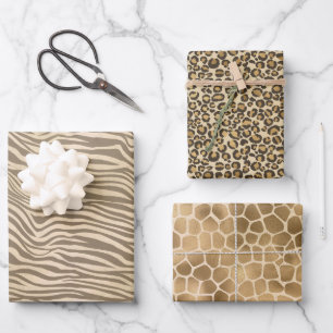Feuille De Papier Cadeau Sable Beige Zebra Print