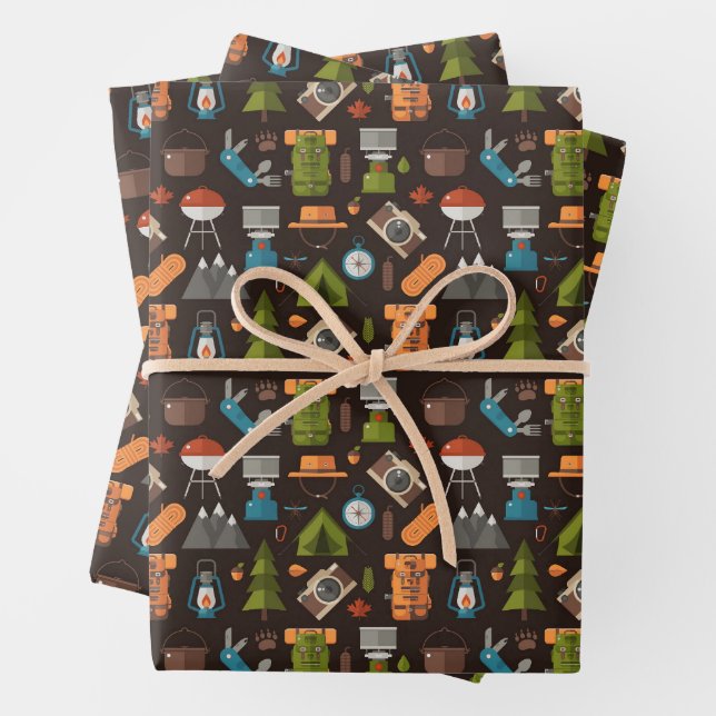 Feuille De Papier Cadeau Sac à dos Tente Bushcraft Camping Motif 2 (En situation)