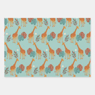 Feuille De Papier Cadeau Safari Animal, Giraffe Imprimer Motif cadeau, Gira