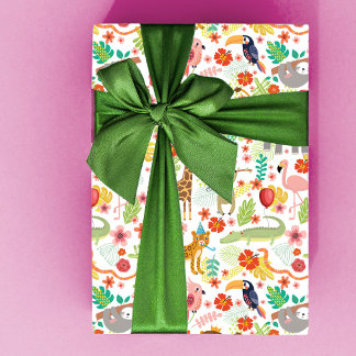 Feuille De Papier Cadeau Safari Birthday Wrapping Paper, safari animals