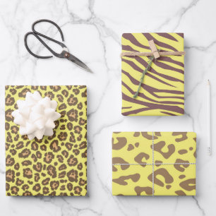 Feuille De Papier Cadeau Safari Jaune Animal Leopard Cheetah Imprimer