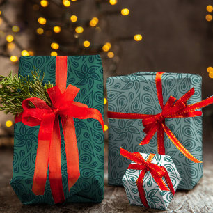 Feuille De Papier Cadeau Sage Green Abstrait Floral Paisley Motif tendance