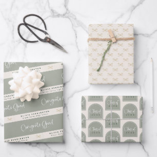 Feuille De Papier Cadeau Sage Green Graduation personnalisée