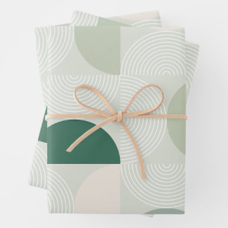 Feuille De Papier Cadeau Sage Green Mid Century Contemporary Arline Line Ar