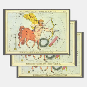 Feuille De Papier Cadeau Sagittaire, Constellation Vintage Urania's Mirror