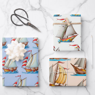 Feuille De Papier Cadeau Sailboats On The Sea