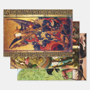 Feuille De Papier Cadeau Saint Michel l'Archange et Saint George