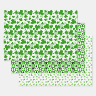 Feuille De Papier Cadeau Saint Patrick, Shamrock irlandais
