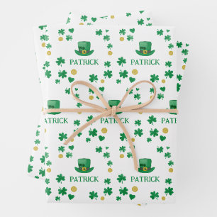 Feuille De Papier Cadeau Saint Patricks Leprechaun Clover personnalisé