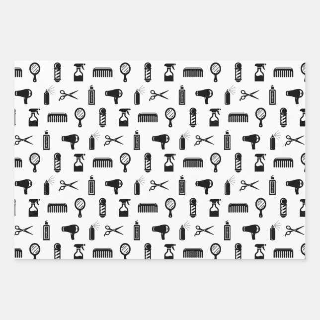 Feuille De Papier Cadeau Salon et coiffeur Motif COULEUR PERSONNALISÉE (Devant)