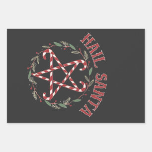 Feuille De Papier Cadeau Salut Satan Noël Krampus Xmas Devil Candy