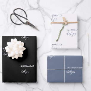 Feuille De Papier Cadeau Salutations à 20 ans Noir & blanc Bonne retraite