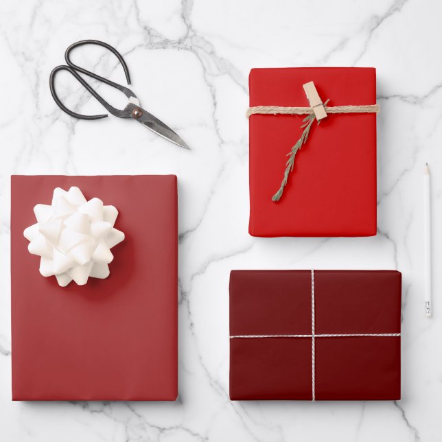 Feuille De Papier Cadeau Sanguin de Boston Auburn Rouge Tons 3 (Recto)