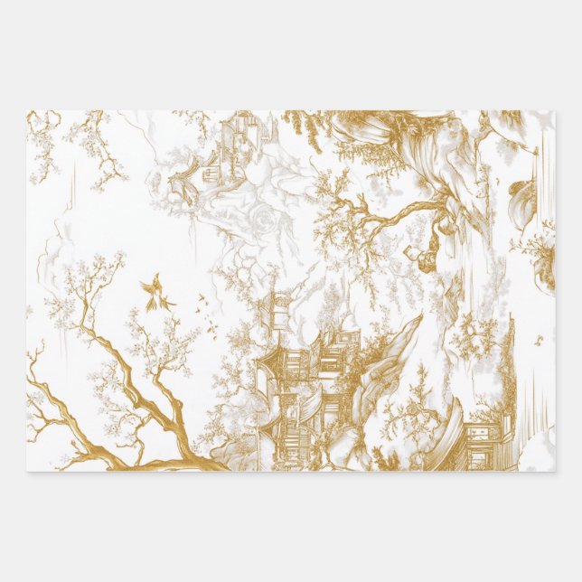 Feuille De Papier Cadeau Santa-Left-Right Facing Oriental Wallpaper  (Devant 2)