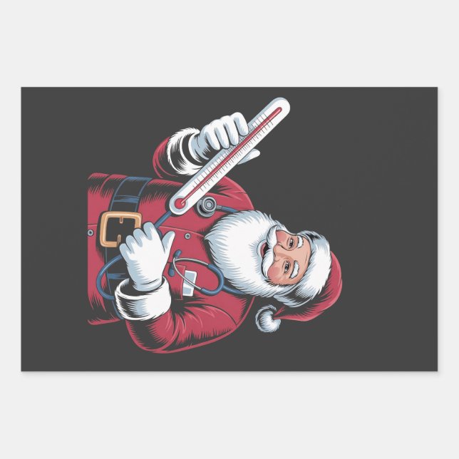 Feuille De Papier Cadeau Santa Nurse Xmas Nursing Healthcare Worker   (Devant)