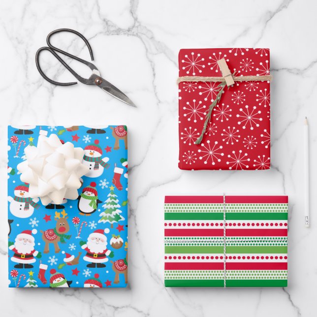 Feuille De Papier Cadeau Santas (Recto)