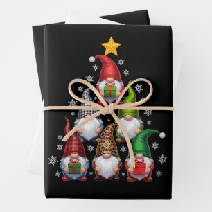 Feuille De Papier Cadeau Sapin de Noël Gnomes Drôle de Fêtes de Noël 