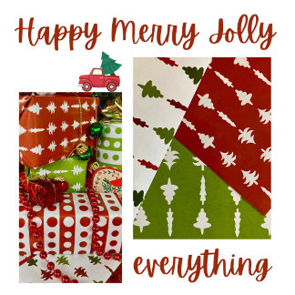 Feuille De Papier Cadeau Sapins de Noël Rouge Blanc Vert 3