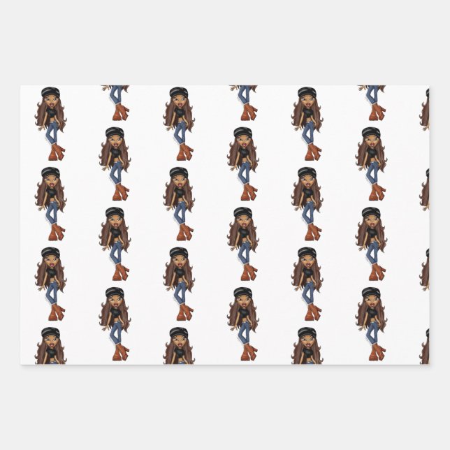 Feuille De Papier Cadeau Sasha Bratz x Dolls Kill Outfit Wrapping Paper (Devant)