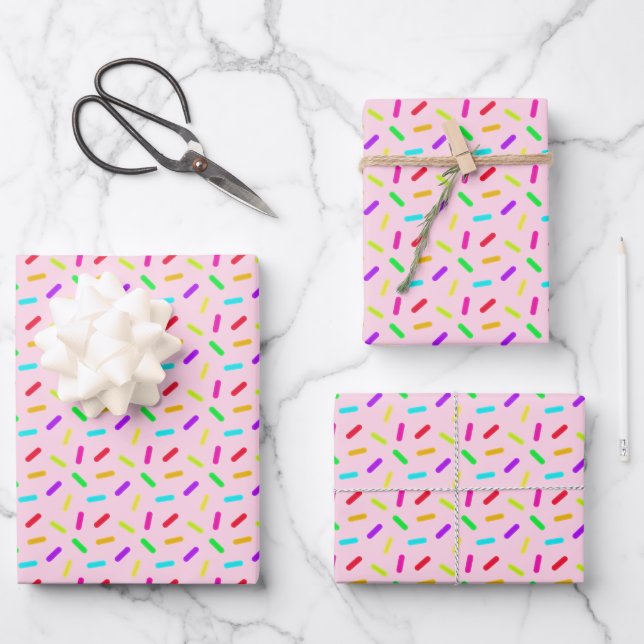 Feuille De Papier Cadeau Saupoudrer Motif couleur rose personnalisé (Recto)