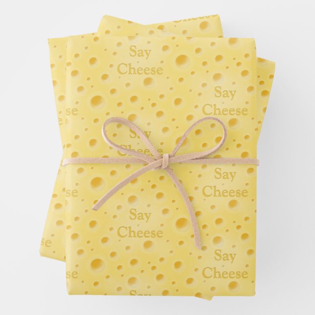 Feuille De Papier Cadeau "Say Cheese" Fromage suisse Holey Personnalisable (En situation)