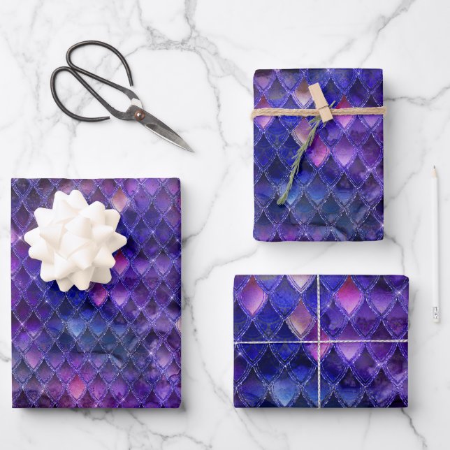 Feuille De Papier Cadeau Scales de dragon violet (Recto)