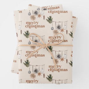 Feuille De Papier Cadeau Scandi Boho Neutral Joyeux Noël