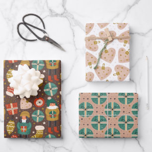 Feuille De Papier Cadeau Scandi Vacances Motifs mignonnes