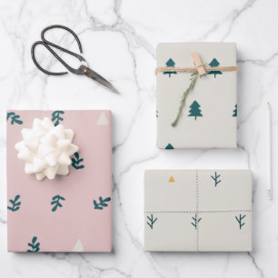 Feuille De Papier Cadeau Scandinavie de Noël rose Whimsical