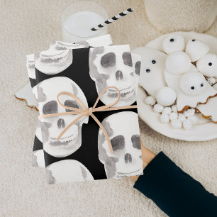 Feuille De Papier Cadeau Scary Scull Black & White Pattern