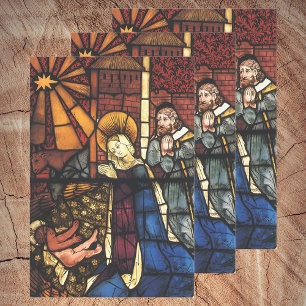 Feuille De Papier Cadeau Scène de la Nativité de Noël vintage en verre colo